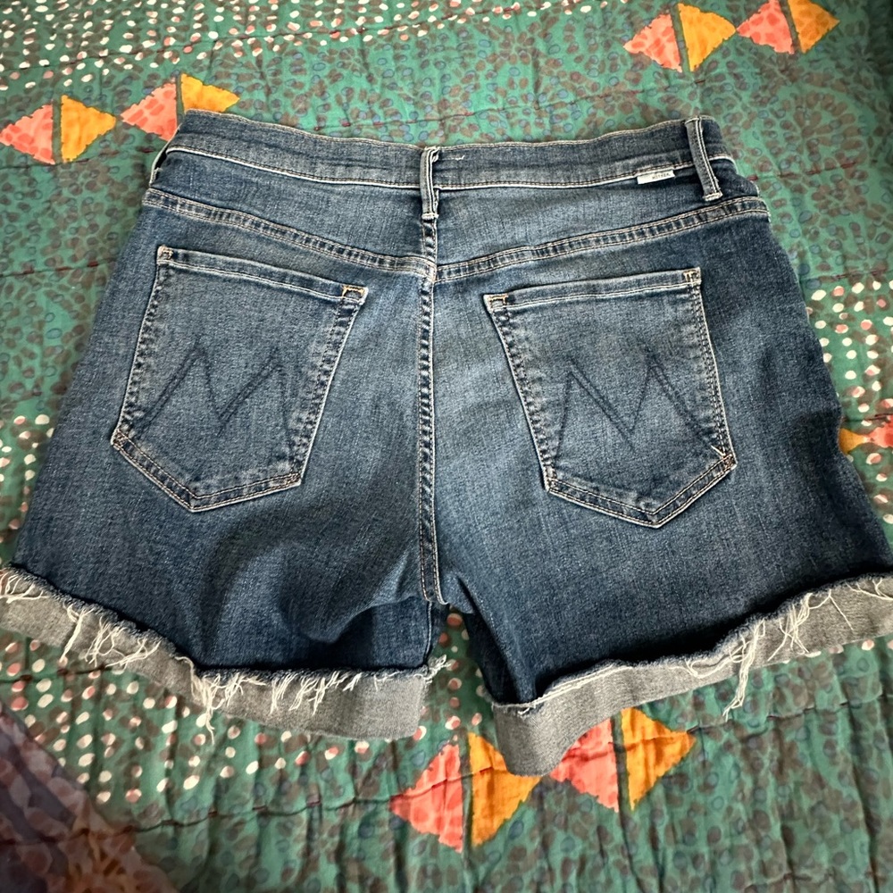 MOTHER The Loosey Fray Denim Shorts